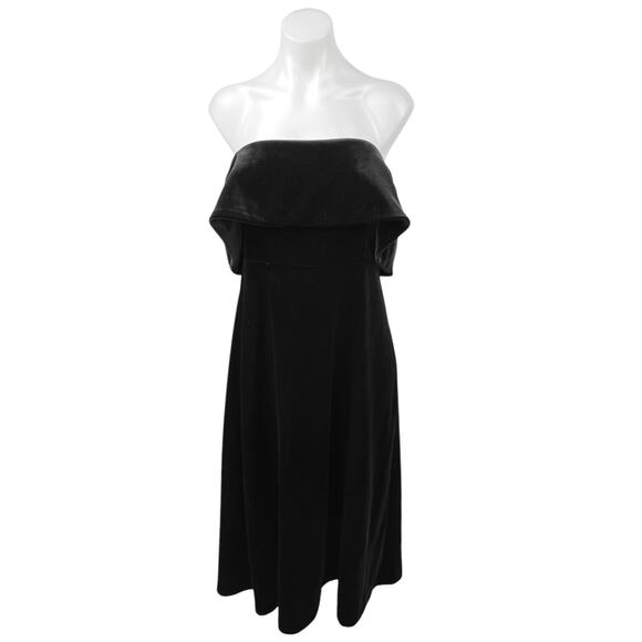 Pomander Place Black Elise Off Shoulder Velvet Velour Midi Cocktail Dress Size L - Picture 6 of 9